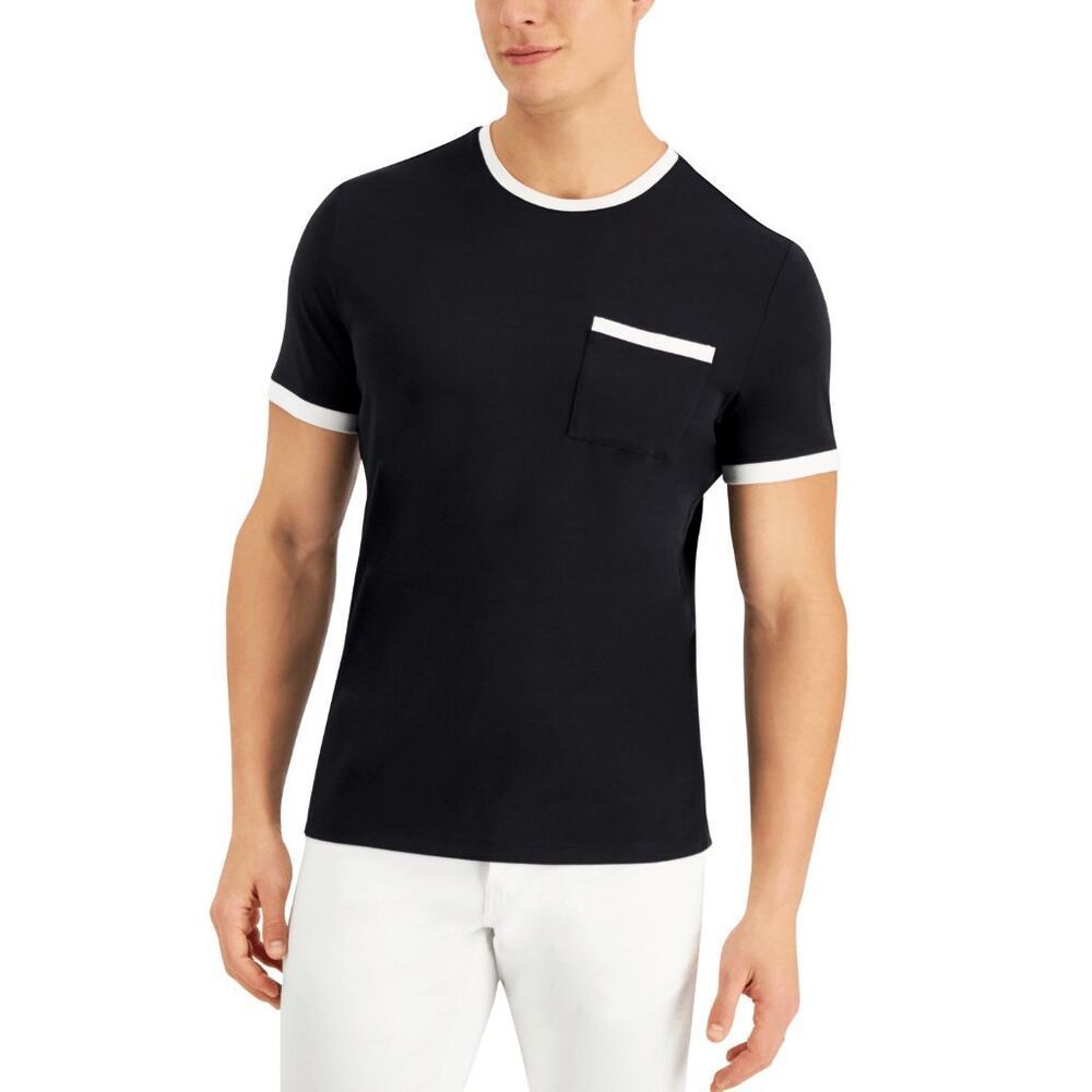 Alfani Men's Contrast Trim Alfatech Pocket T-Shirt - Stretch Limo M